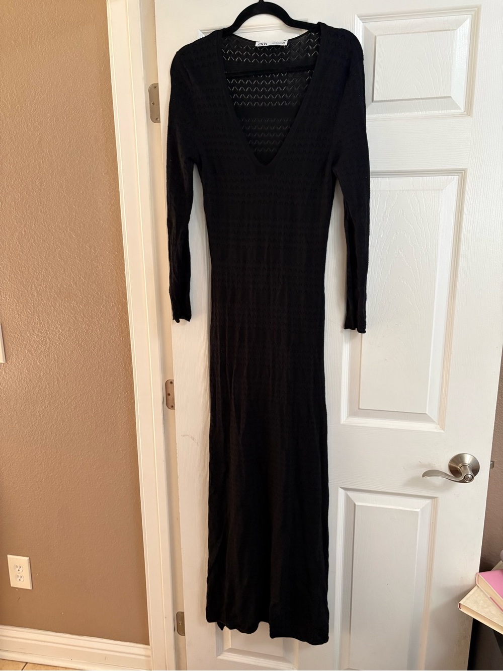 Zara maxi dress long sleeve cut outs fall boho bohemian peasant M